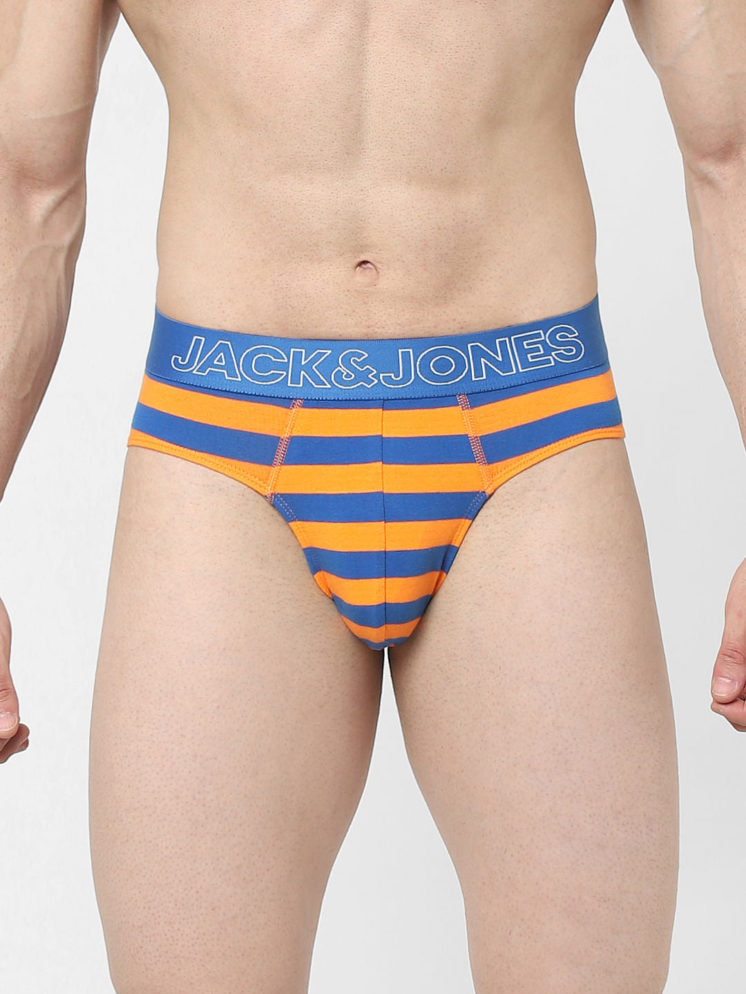 Pack Of 3 Orange, Blue & Green Striped Briefs