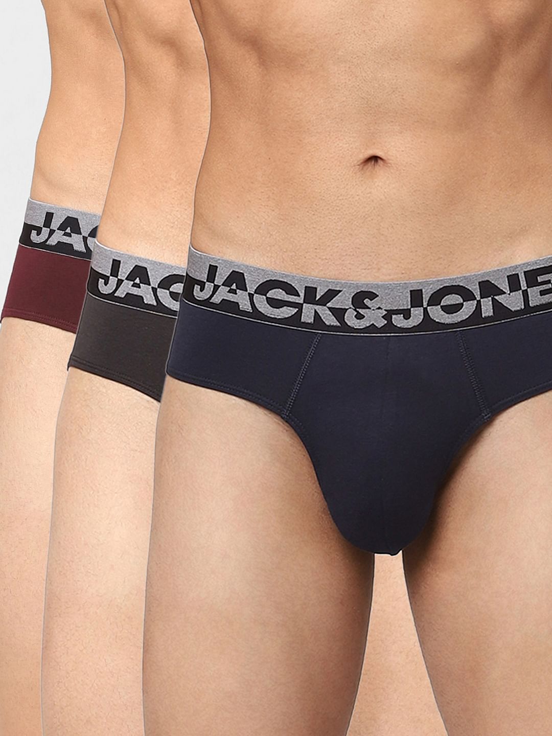 Pack Of 3 Black, Red & Blue Briefs