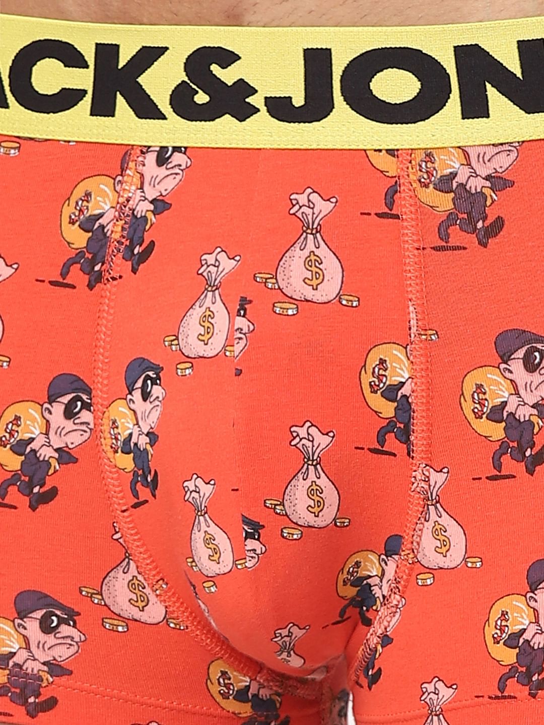 Orange Printed Trunks