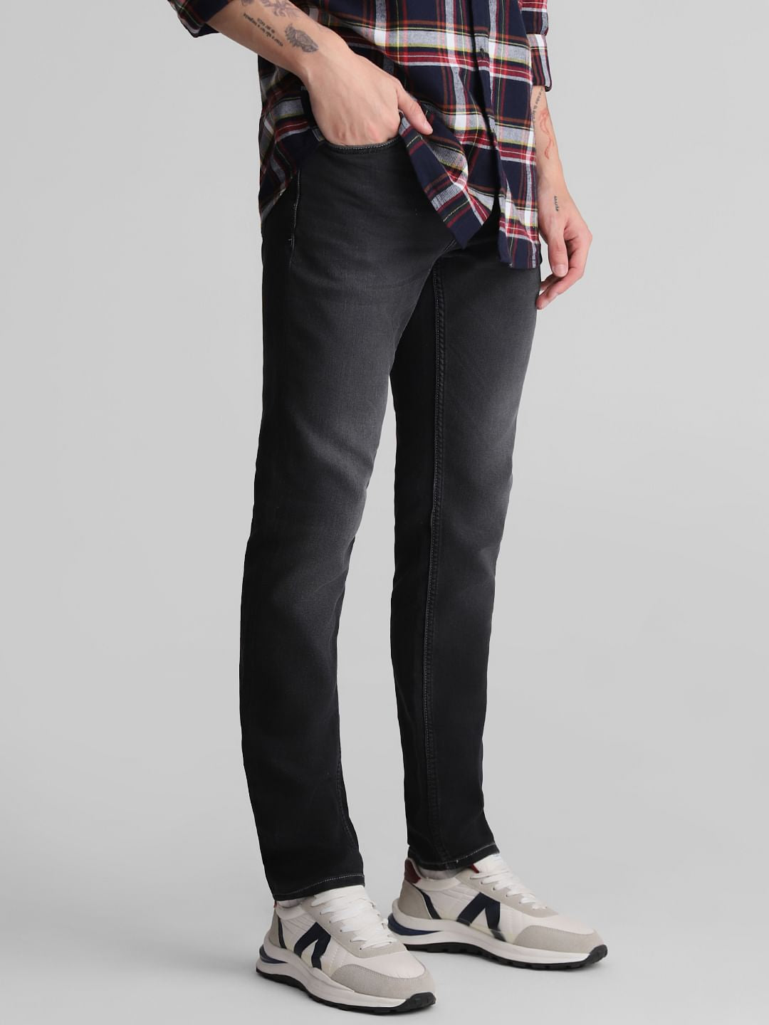 Grey Low Rise Washed Skinny Jeans