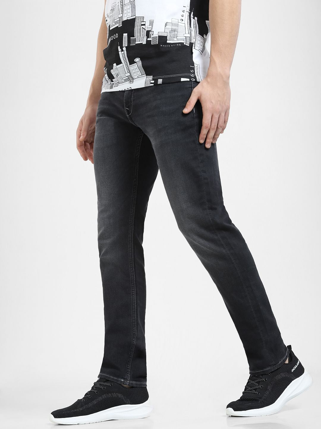 Dark Grey Low Rise Glenn Slim Fit Jeans