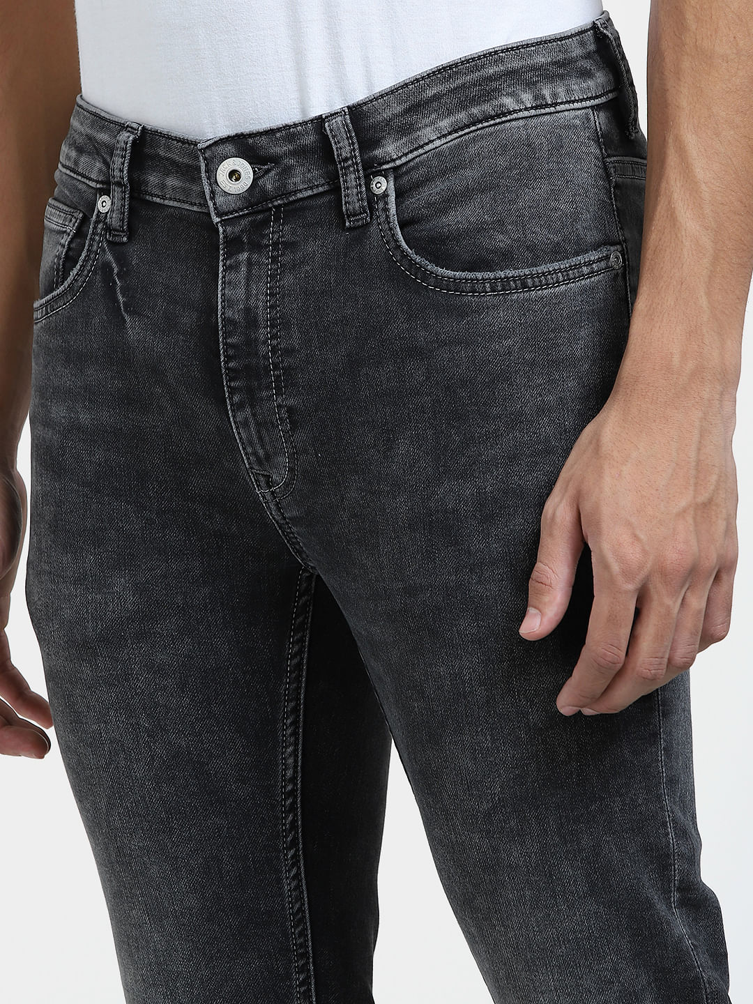 Grey Low Rise Ben Skinny Fit Jeans