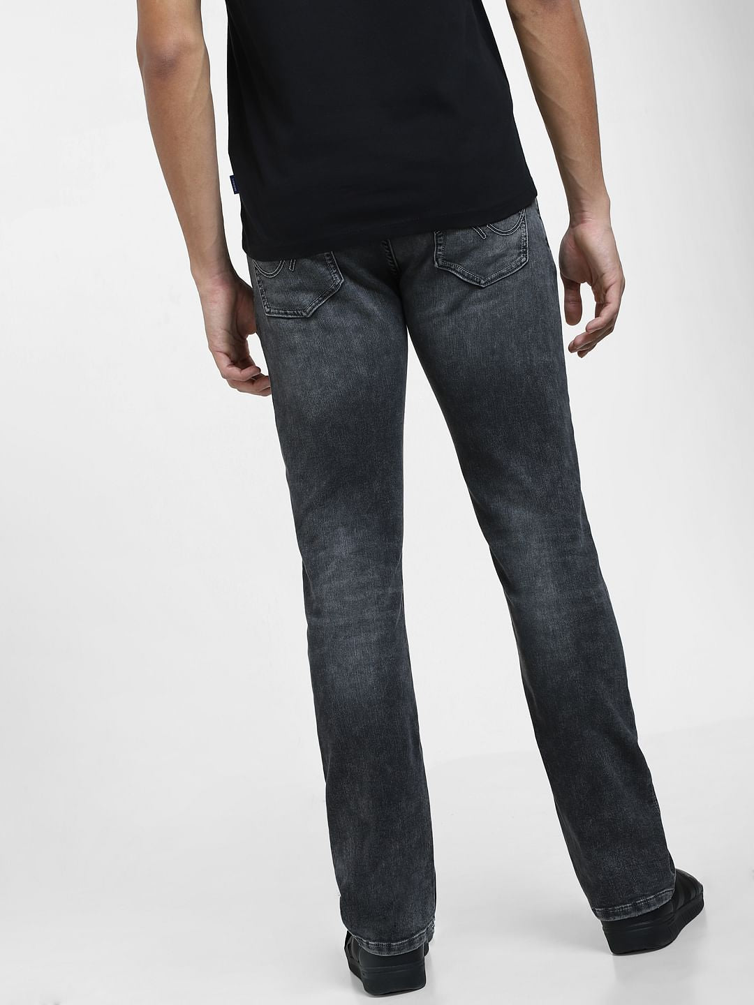 Grey Mid Rise Clark Regular Fit Jeans