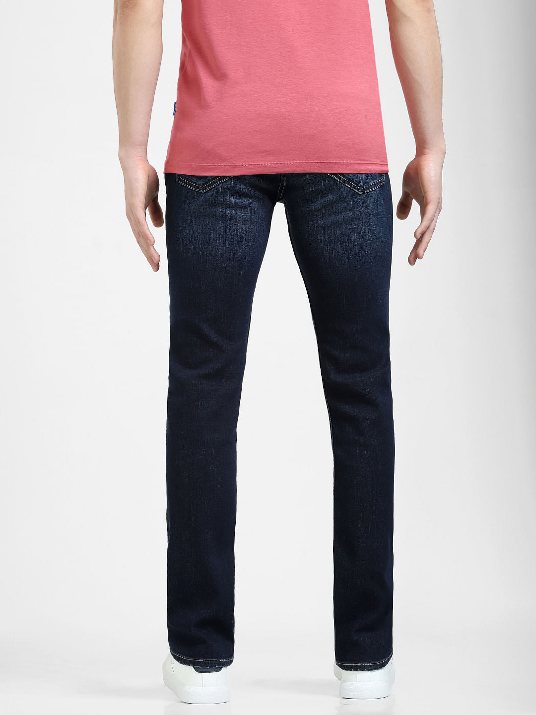 Dark Blue Mid Rise Washed Clark Regular Jeans