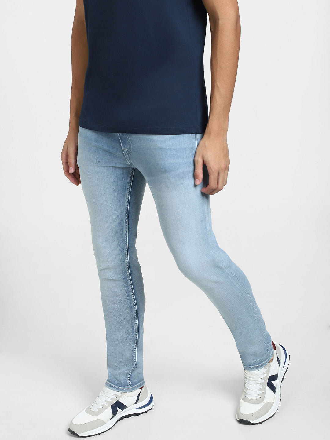 Blue Low Rise Washed Ben Skinny Jeans