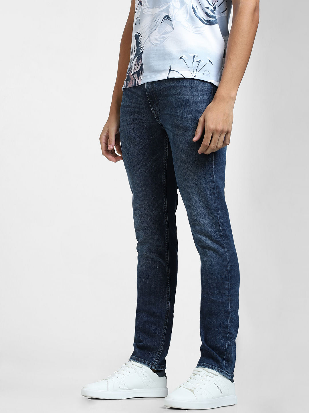 Dark Blue Low Rise Washed Ben Skinny Jeans