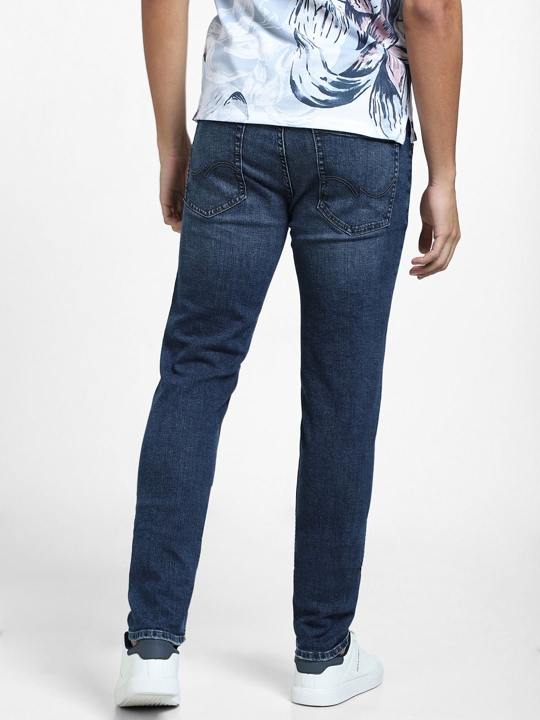 Dark Blue Low Rise Washed Ben Skinny Jeans