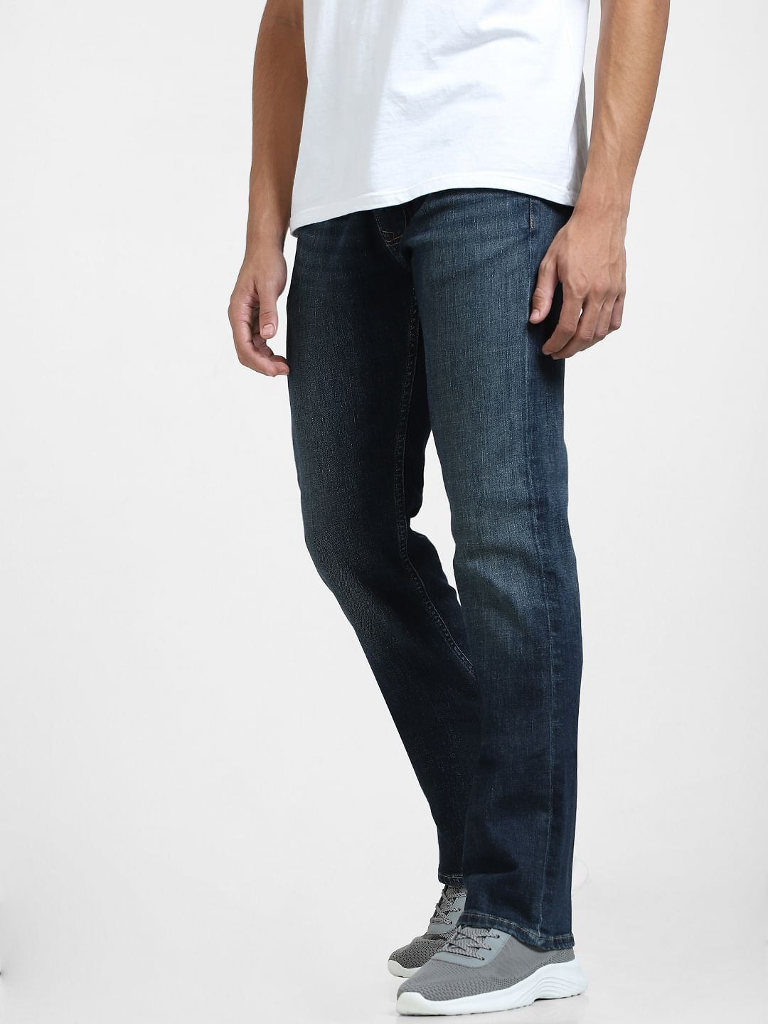 Dark Blue Mid Rise Clark Regular Jeans