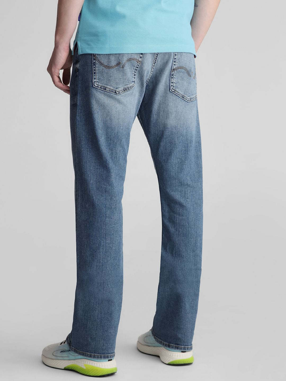 Blue High Rise Washed Bootcut Jeans