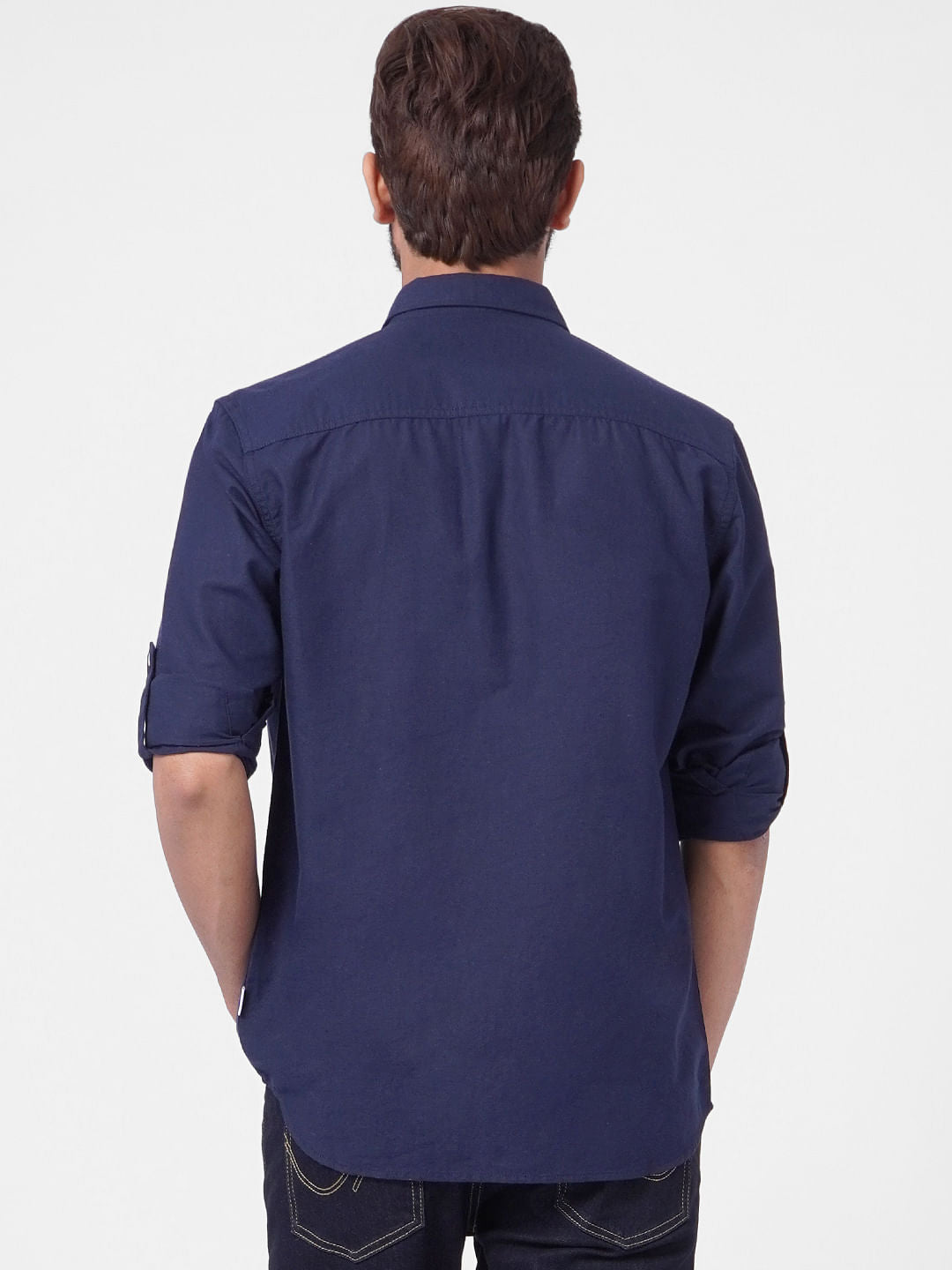 Dark Blue Linen Full Sleeves Shirt