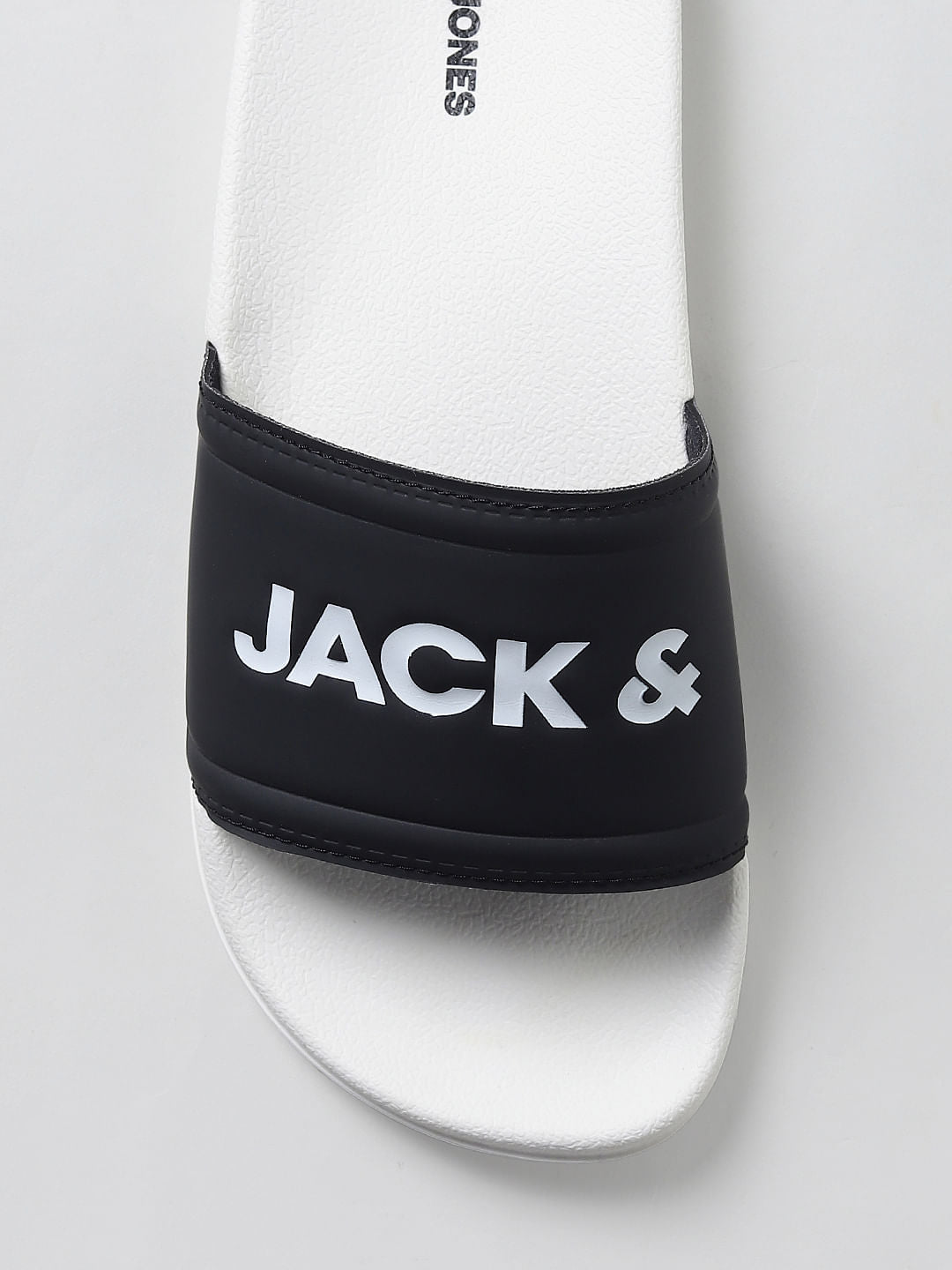 White & Black Logo Print Sliders