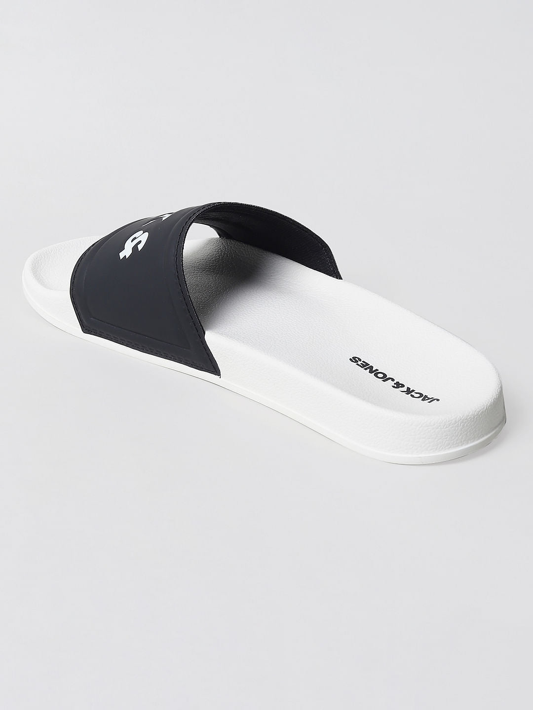 White & Black Logo Print Sliders