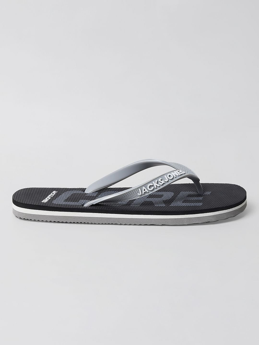 Black Logo Print Flip Flops