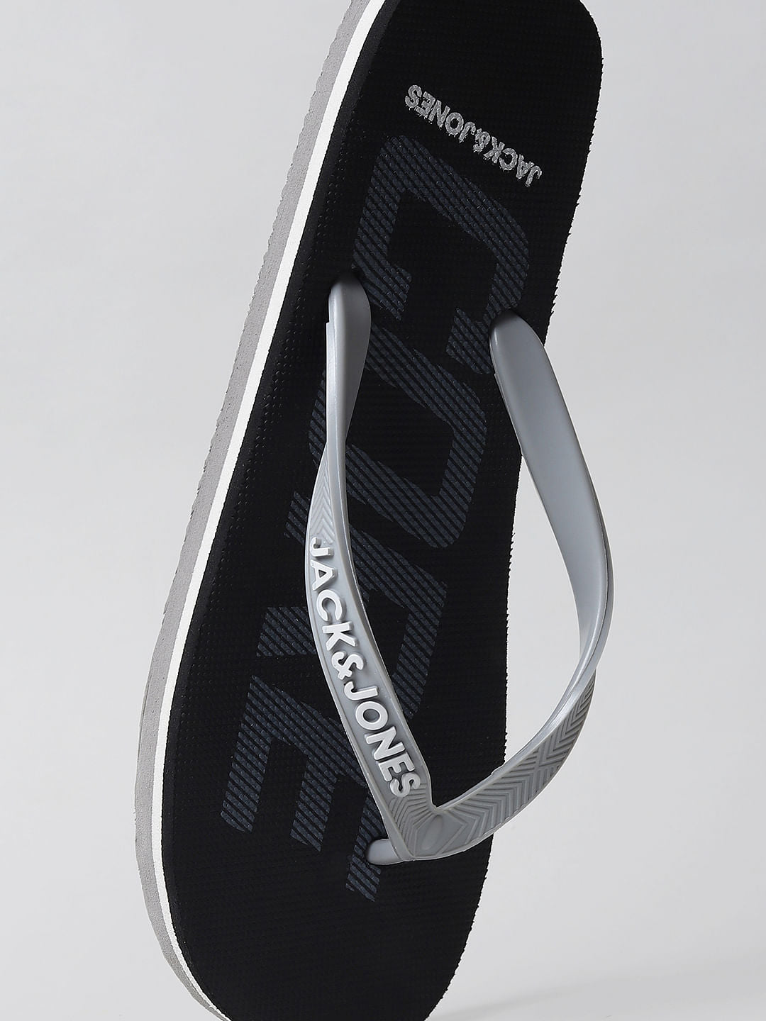 Black Logo Print Flip Flops