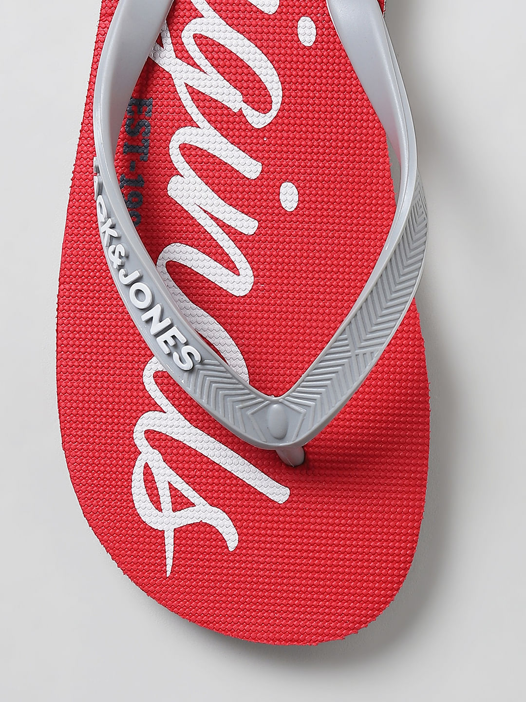 Red Logo Print Flip Flops