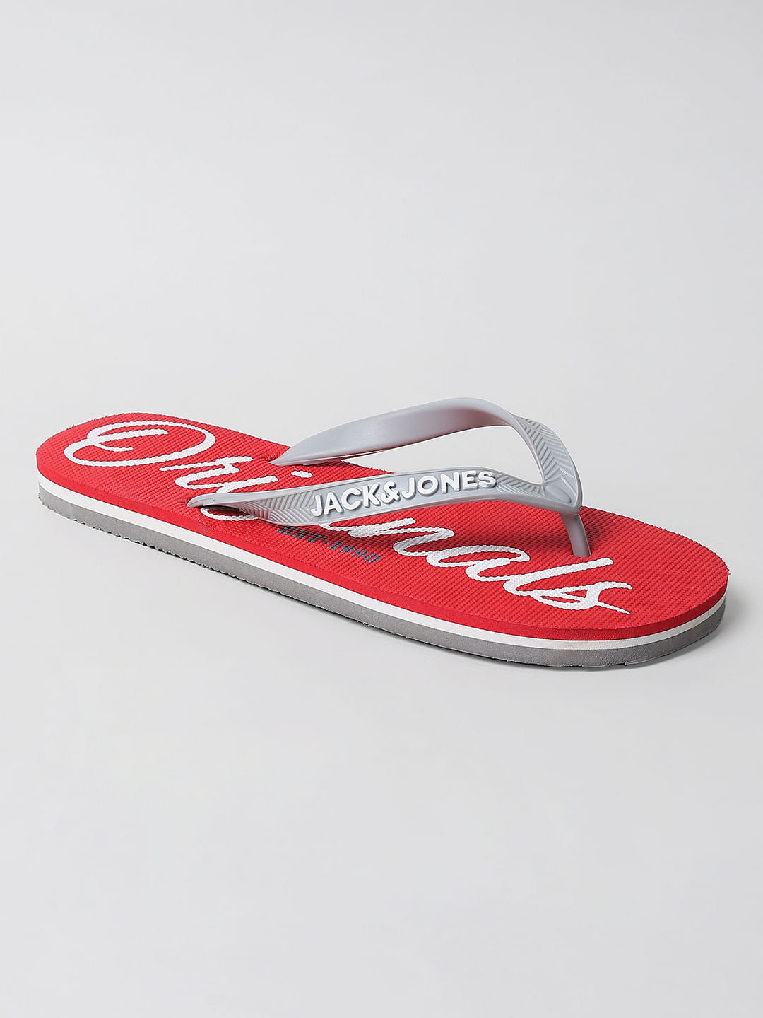 Red Logo Print Flip Flops