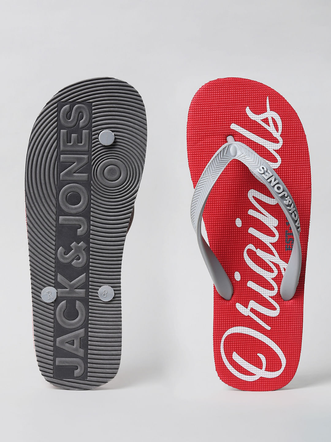 Red Logo Print Flip Flops