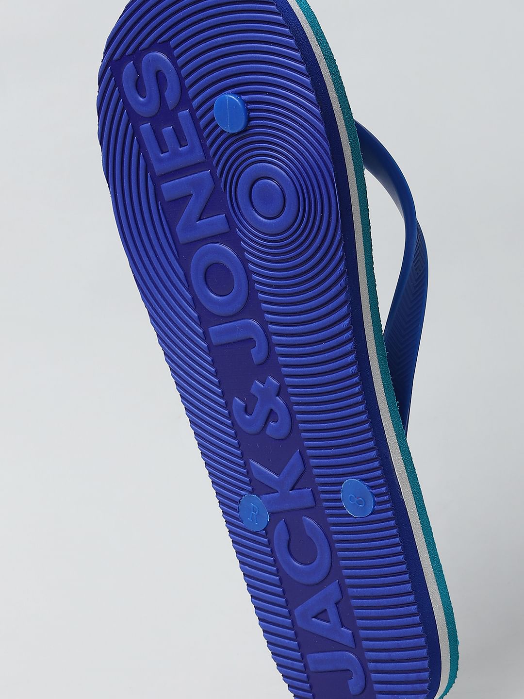 Blue Logo Print Flip Flops
