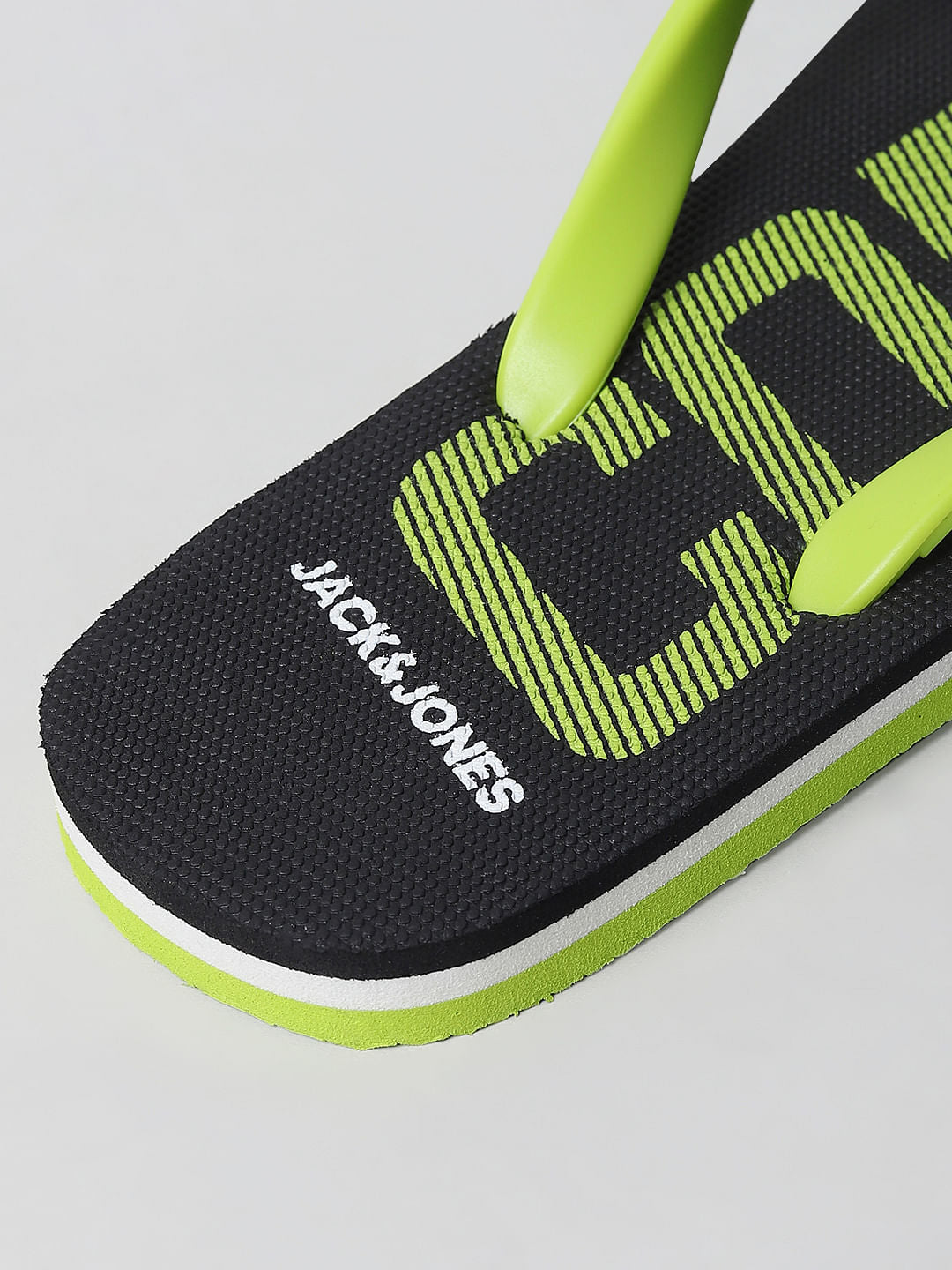 Green Logo Print Flip Flops
