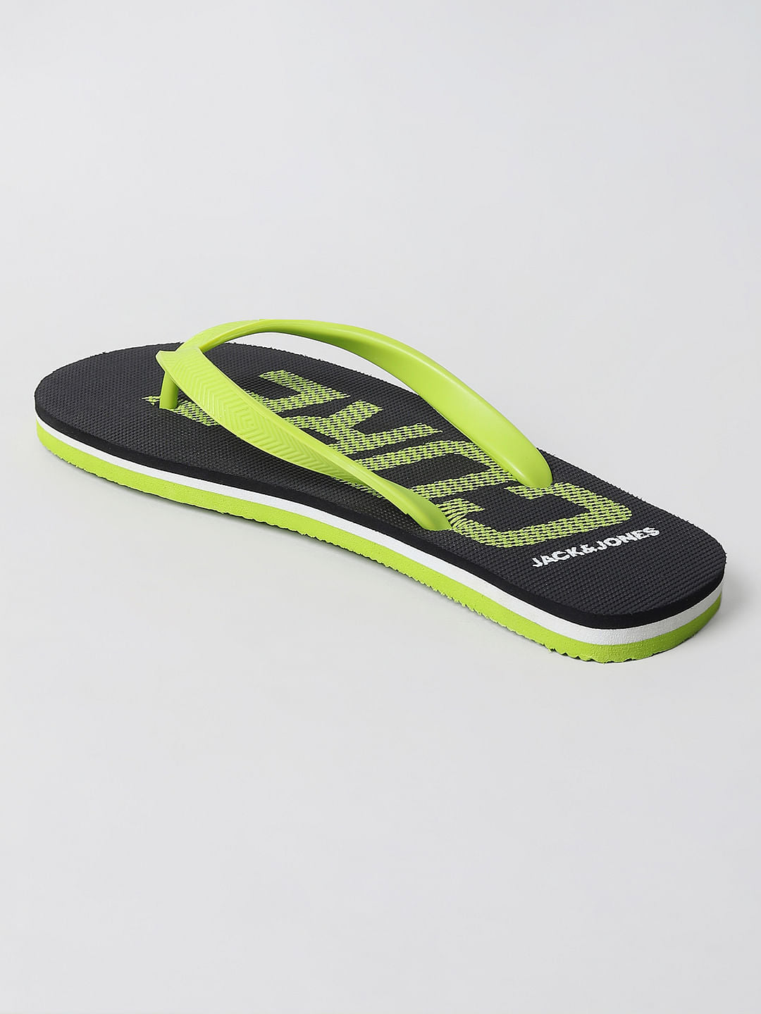 Green Logo Print Flip Flops