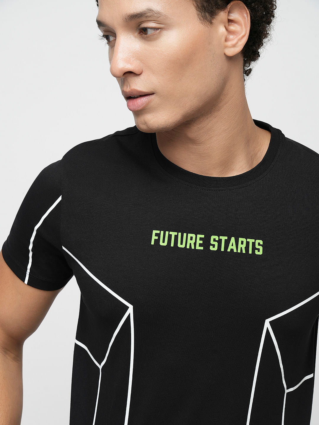 PRODUKT by JACK&JONES Black Printed Crew Neck T-shirt