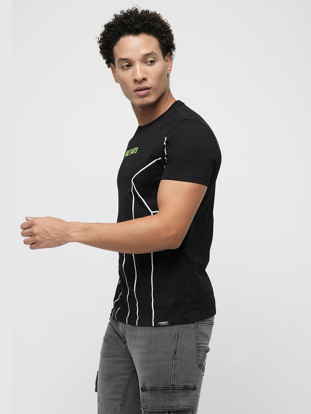 PRODUKT by JACK&JONES Black Printed Crew Neck T-shirt