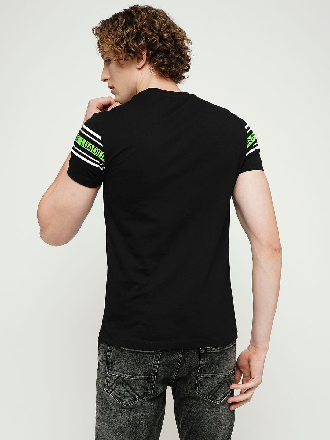 PRODUKT by JACK&JONES Black Printed Crew Neck T-shirt