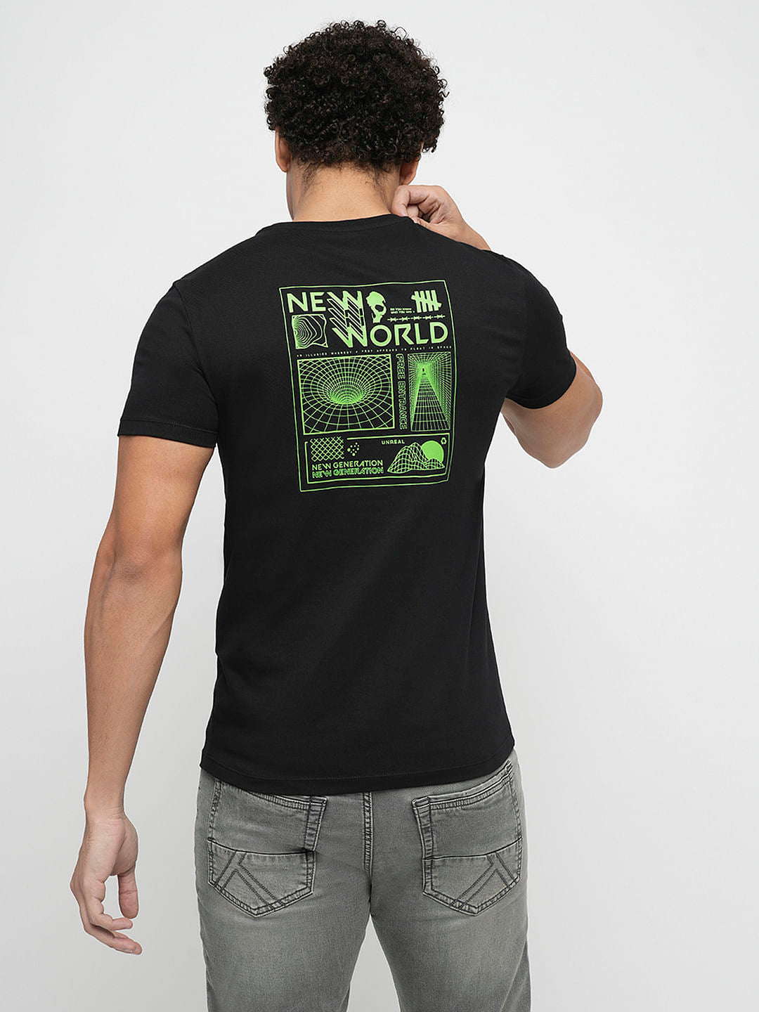 PRODUKT by JACK&JONES Black Printed Crew Neck T-shirt