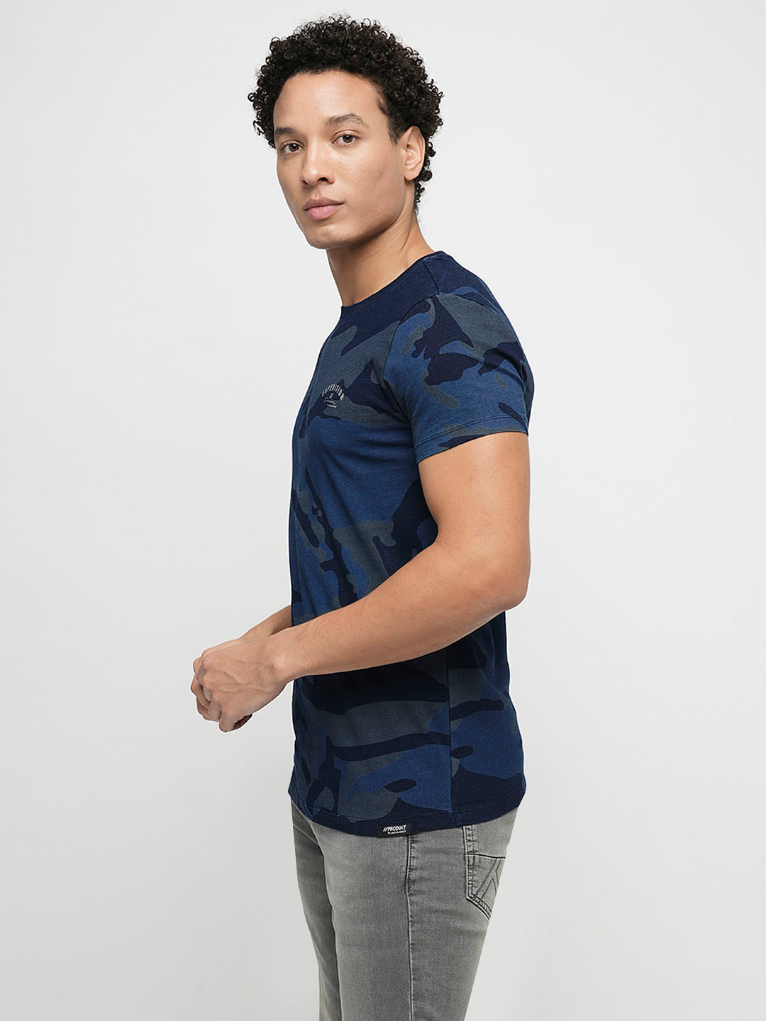 PRODUKT by JACK&JONES Blue Camo Print Crew Neck T-shirt