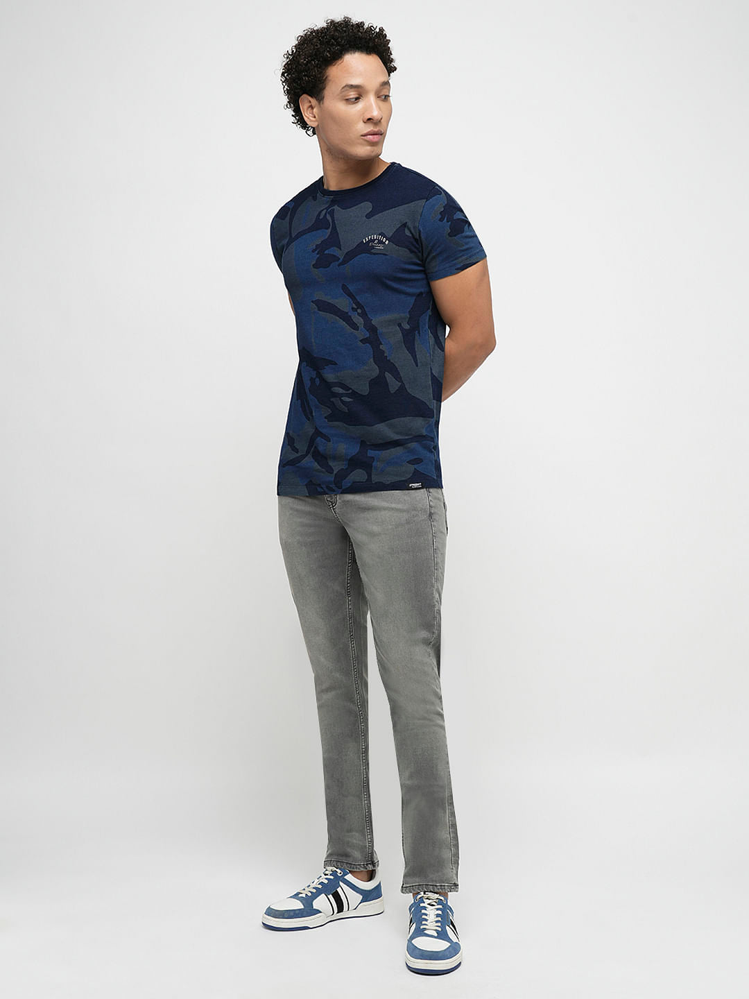 PRODUKT by JACK&JONES Blue Camo Print Crew Neck T-shirt