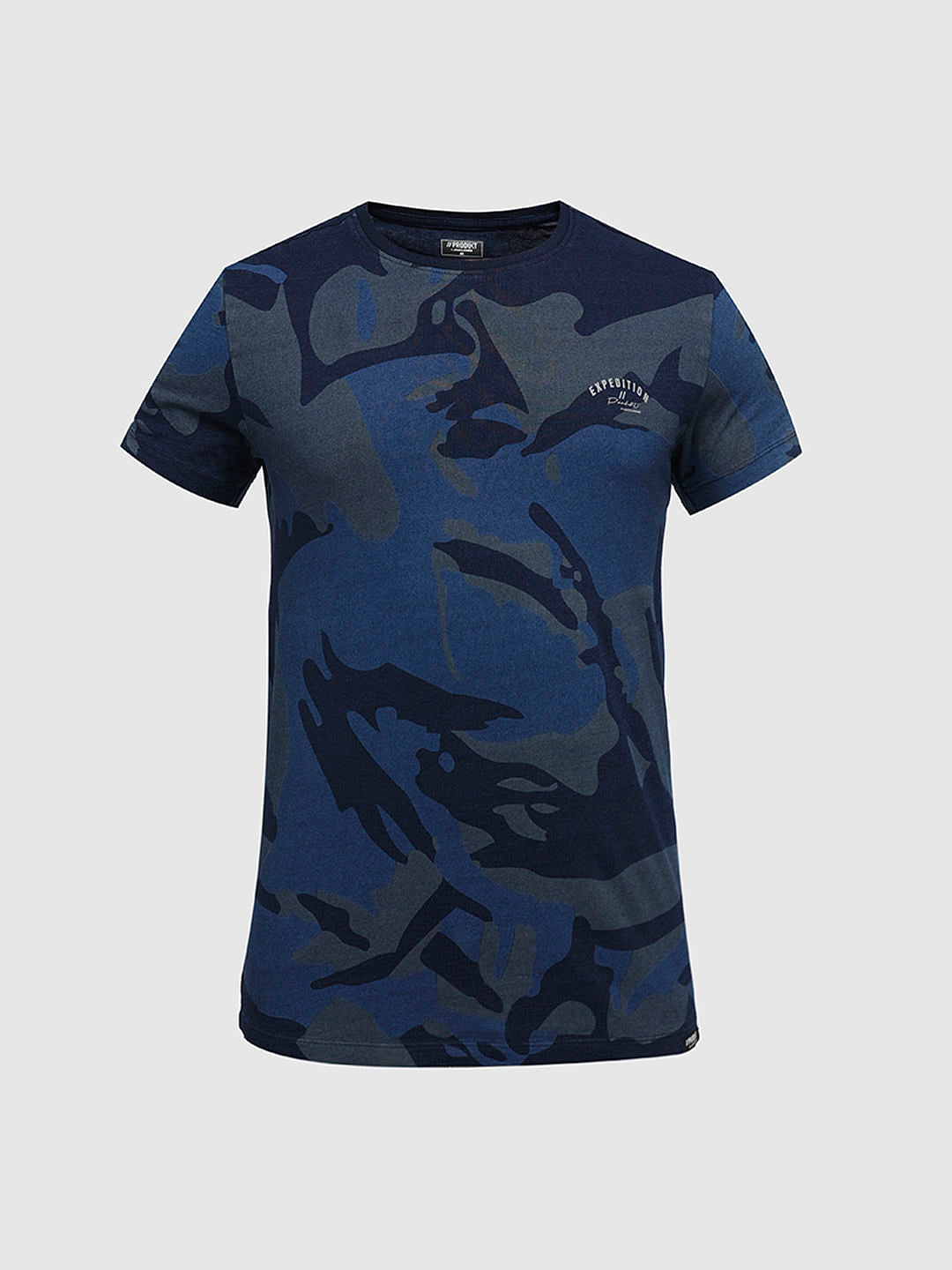 PRODUKT by JACK&JONES Blue Camo Print Crew Neck T-shirt