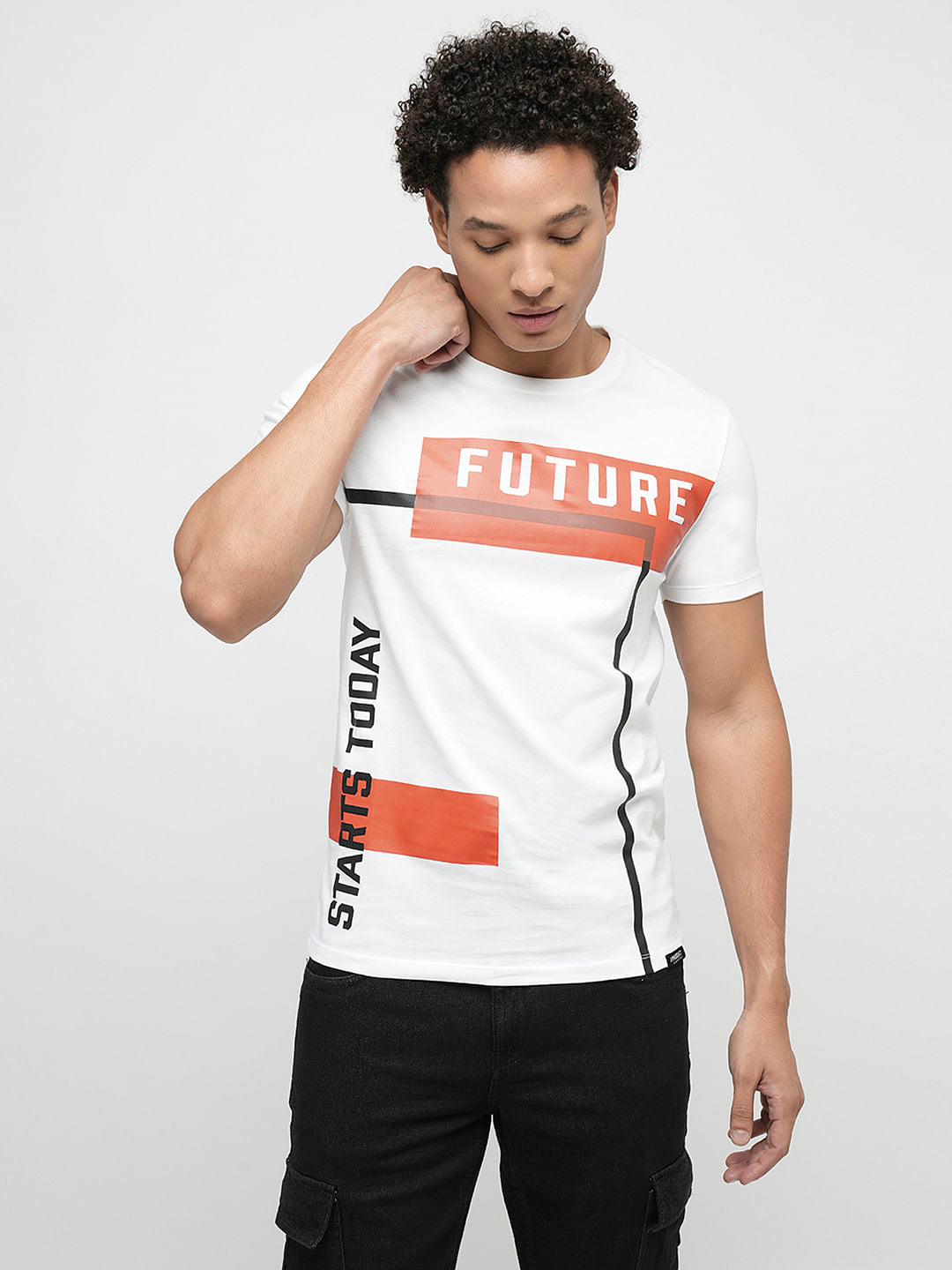 PRODUKT by JACK&JONES White Printed Crew Neck T-shirt