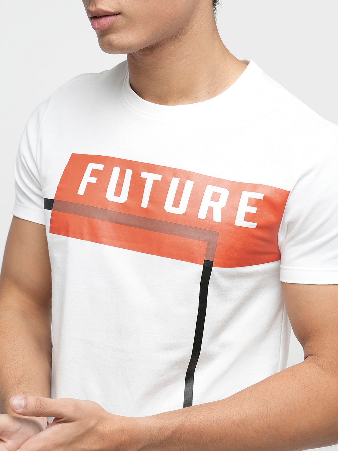 PRODUKT by JACK&JONES White Printed Crew Neck T-shirt