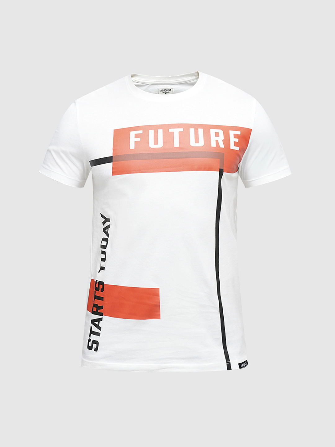 PRODUKT by JACK&JONES White Printed Crew Neck T-shirt