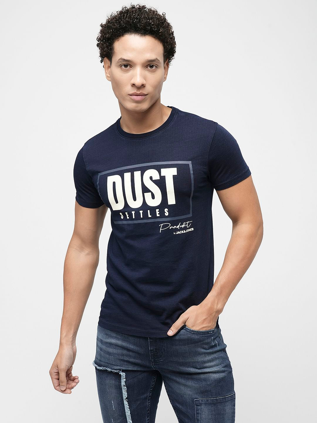 PRODUKT by JACK&JONES Blue Printed Crew Neck T-shirt