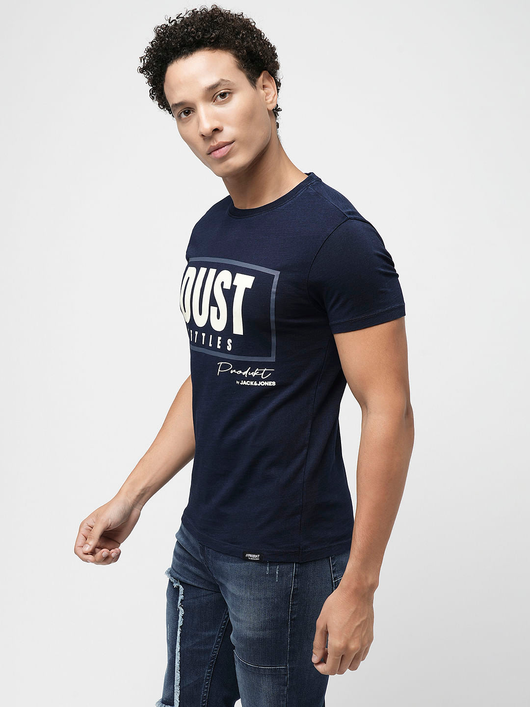 PRODUKT by JACK&JONES Blue Printed Crew Neck T-shirt