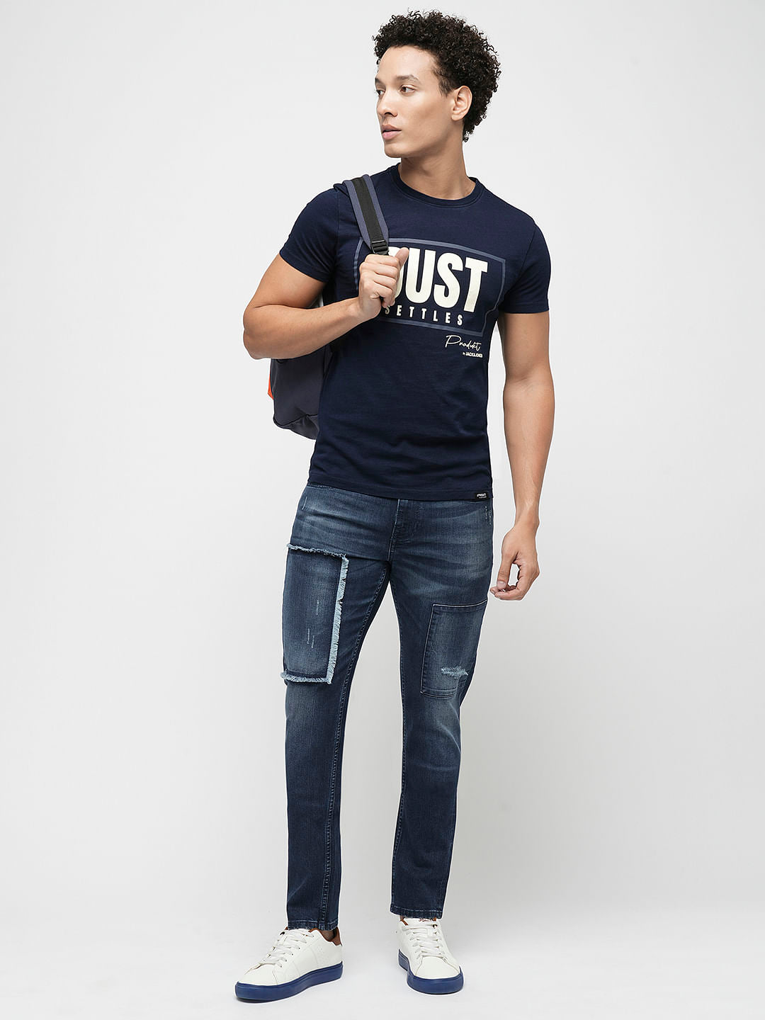 PRODUKT by JACK&JONES Blue Printed Crew Neck T-shirt