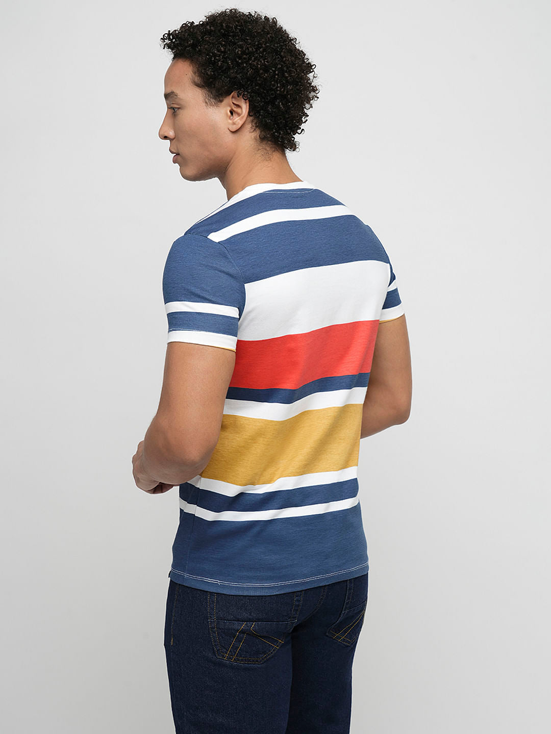 PRODUKT by JACK&JONES Blue Colourblocked Crew Neck T-shirt