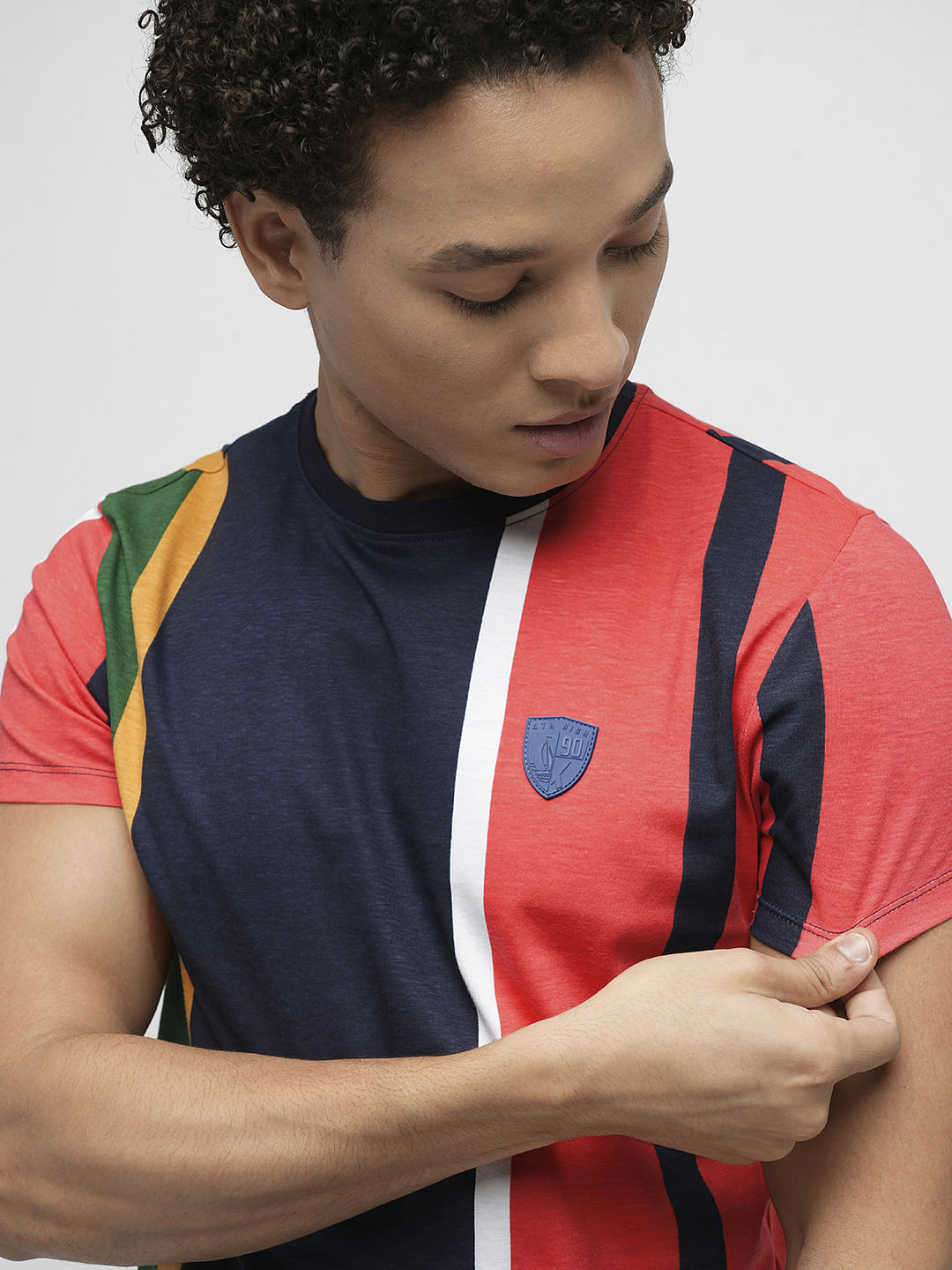 PRODUKT by JACK&JONES Red Colourblocked Crew Neck T-shirt