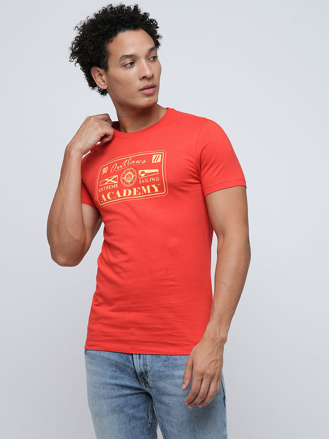 PRODUKT by JACK&JONES Red Printed Crew Neck T-shirt