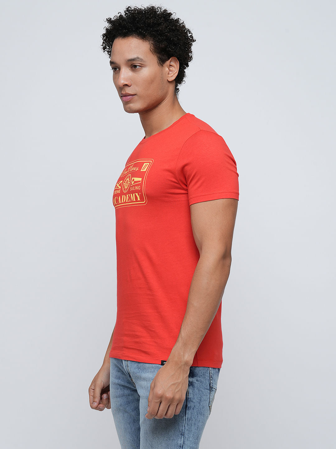 PRODUKT by JACK&JONES Red Printed Crew Neck T-shirt