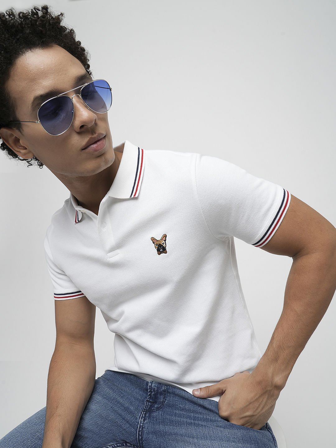 PRODUKT by JACK&JONES White Contrast Tipping Polo