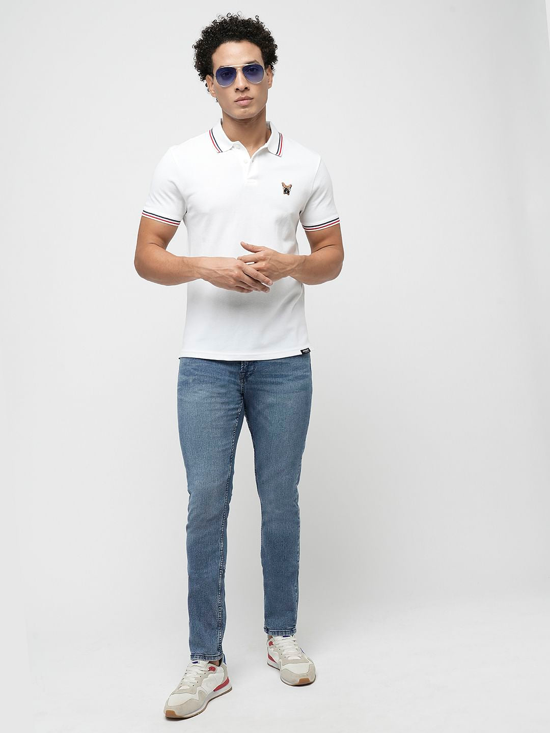 PRODUKT by JACK&JONES White Contrast Tipping Polo