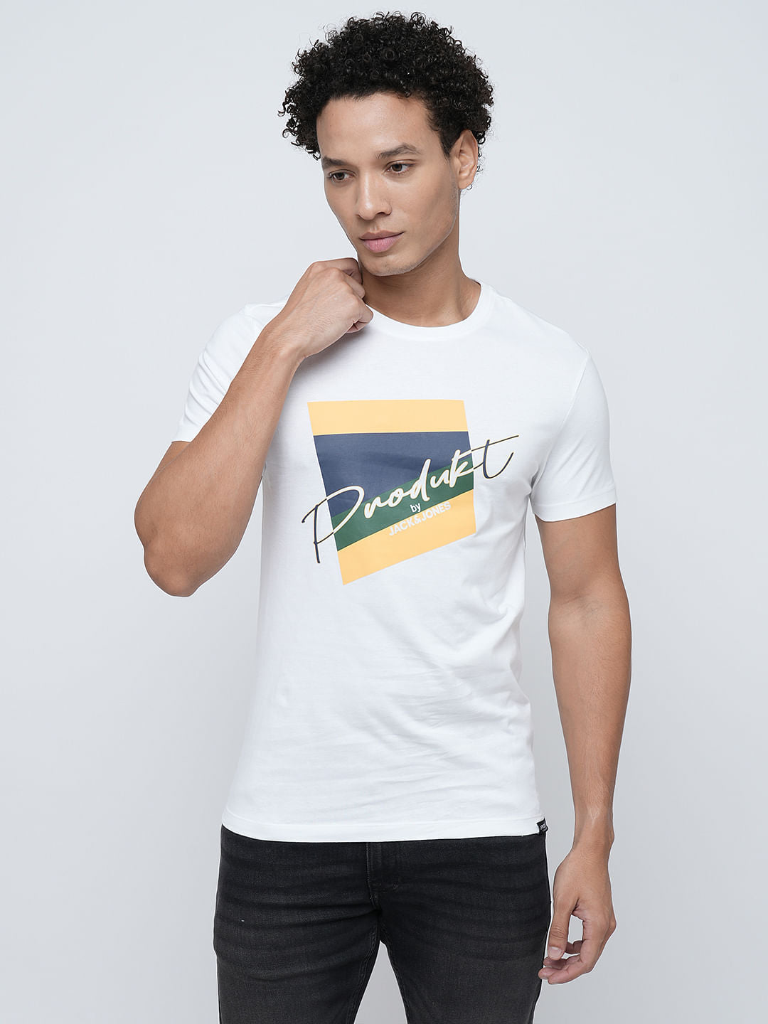 PRODUKT by JACK&JONES White Printed Crew Neck T-shirt