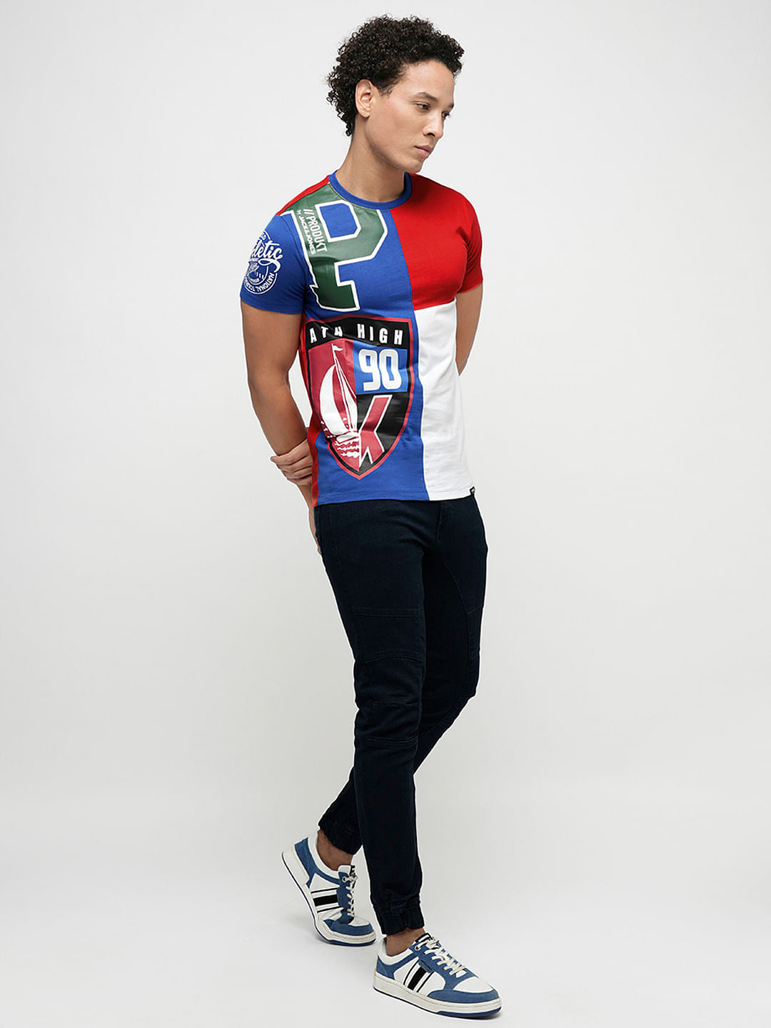 PRODUKT by JACK&JONES Red Colourblocked Crew Neck T-shirt