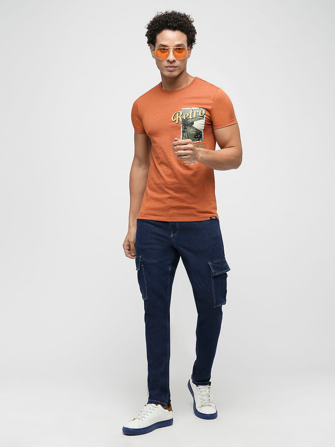 PRODUKT by JACK&JONES Brown Printed Crew Neck T-shirt