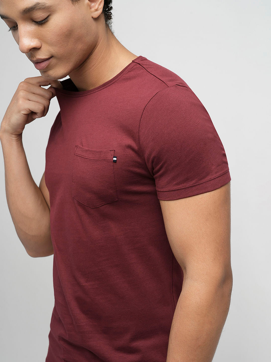 PRODUKT by JACK&JONES Red Chest Pocket Crew Neck T-shirt