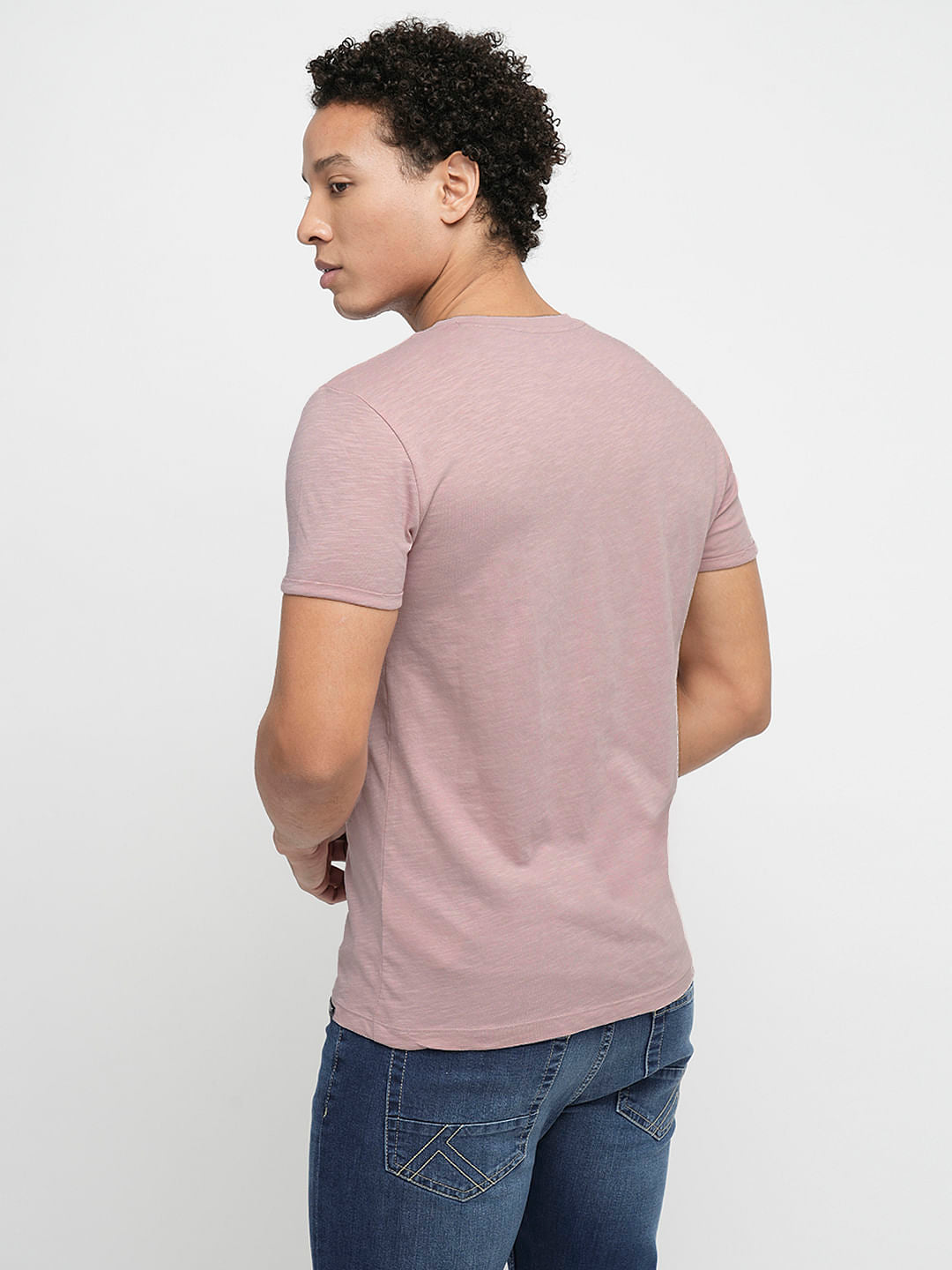 PRODUKT by JACK&JONES Pink Cotton Crew Neck T-shirt