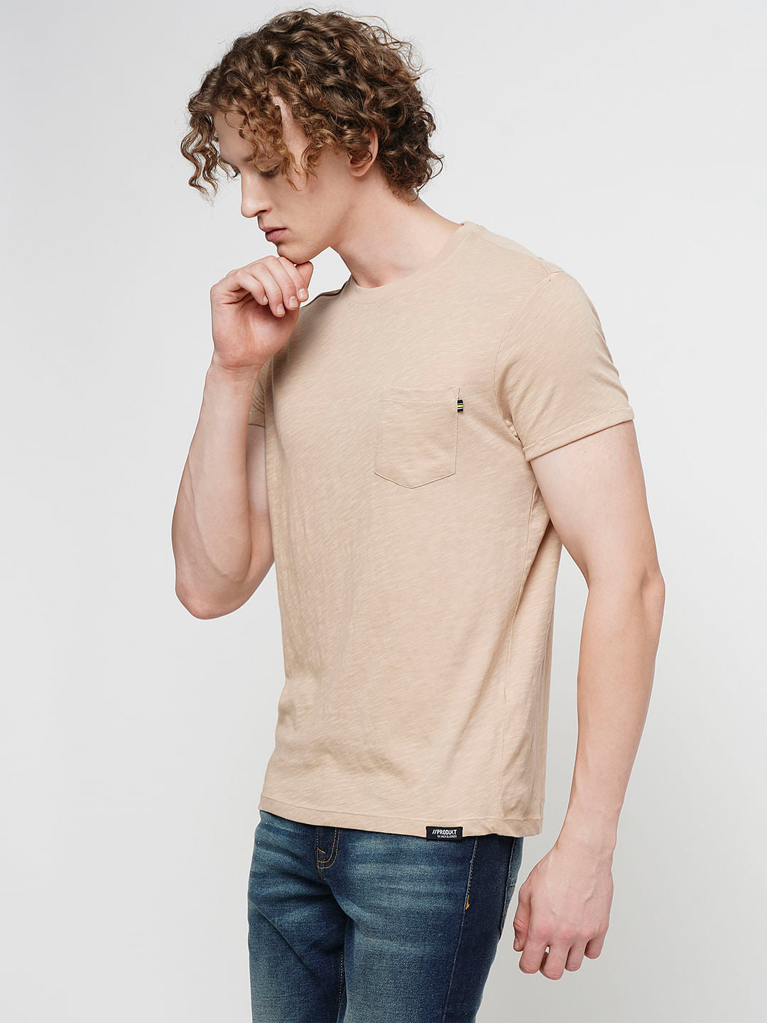 PRODUKT by JACK&JONES Light Brown Crew Neck T-shirt