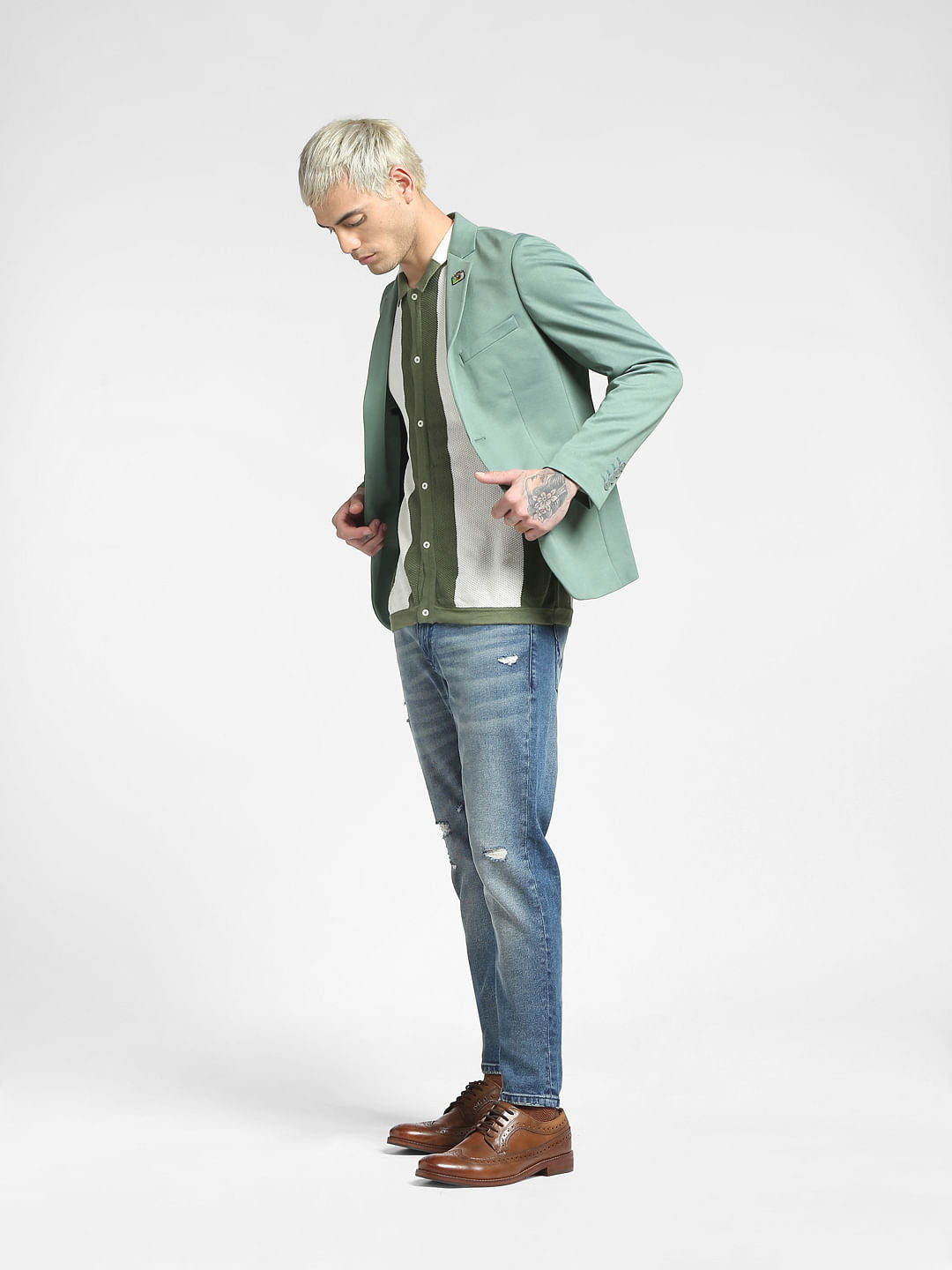 Green Knit Blazer